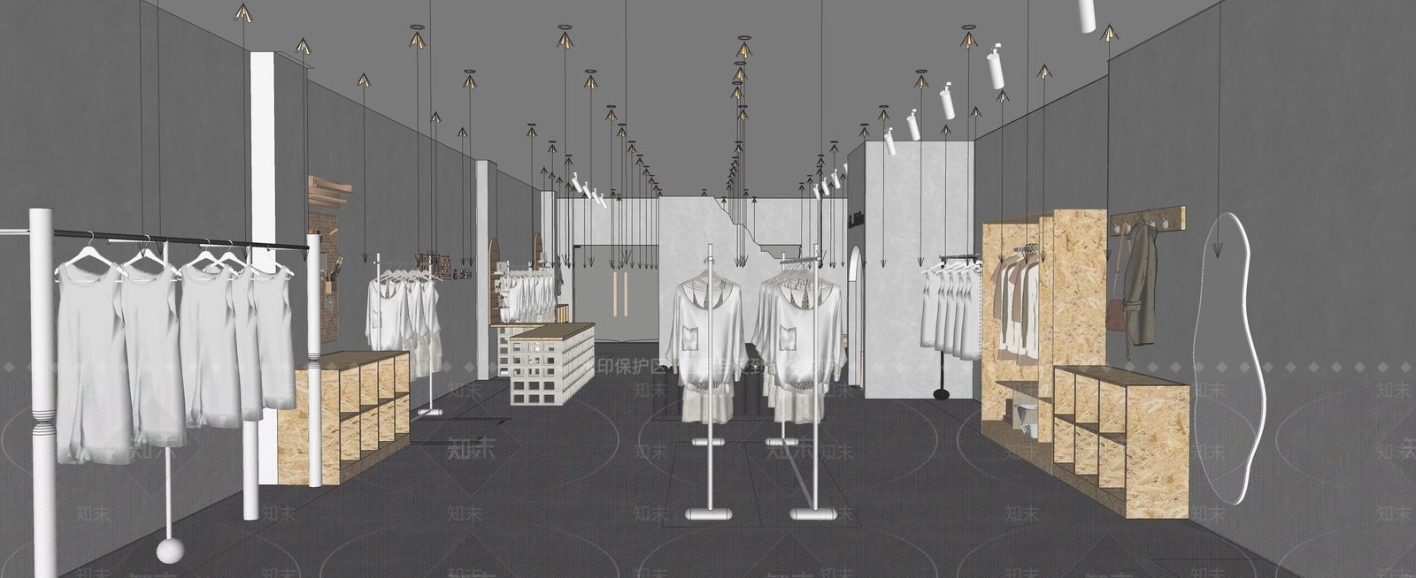 原木奶油服装店SU模型下载【ID:1201455888】