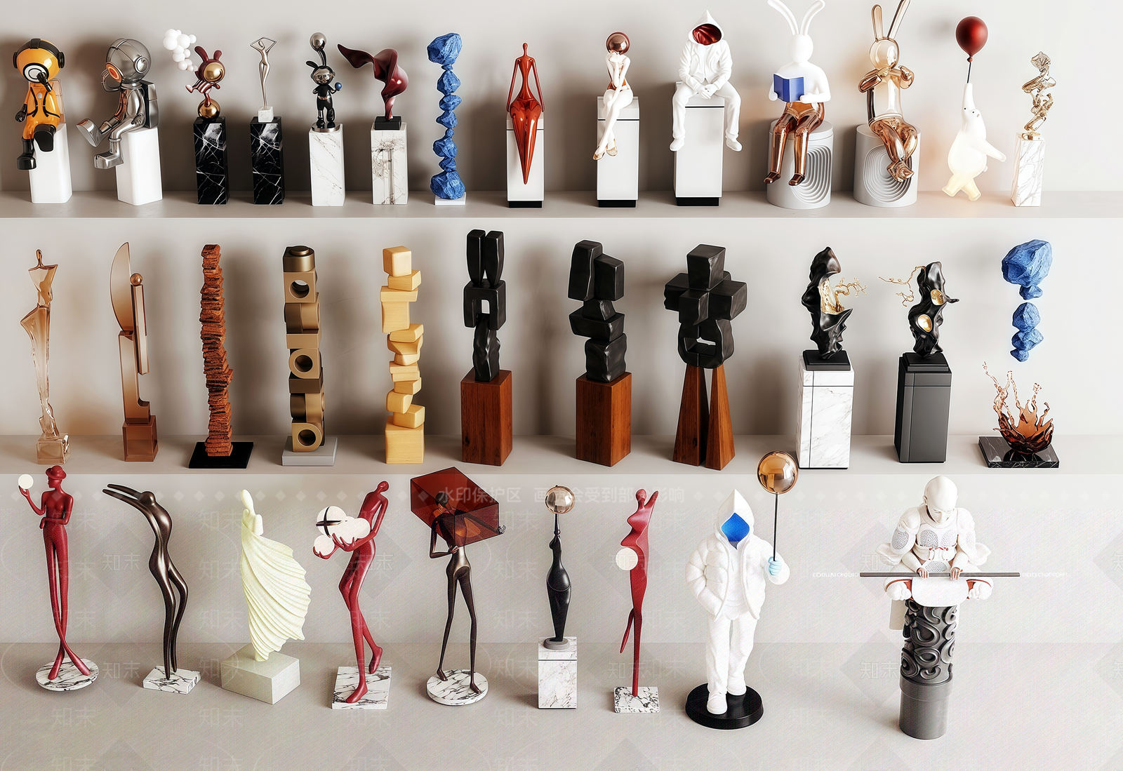 意式现代雕塑摆件3D模型下载【ID:1201457486】