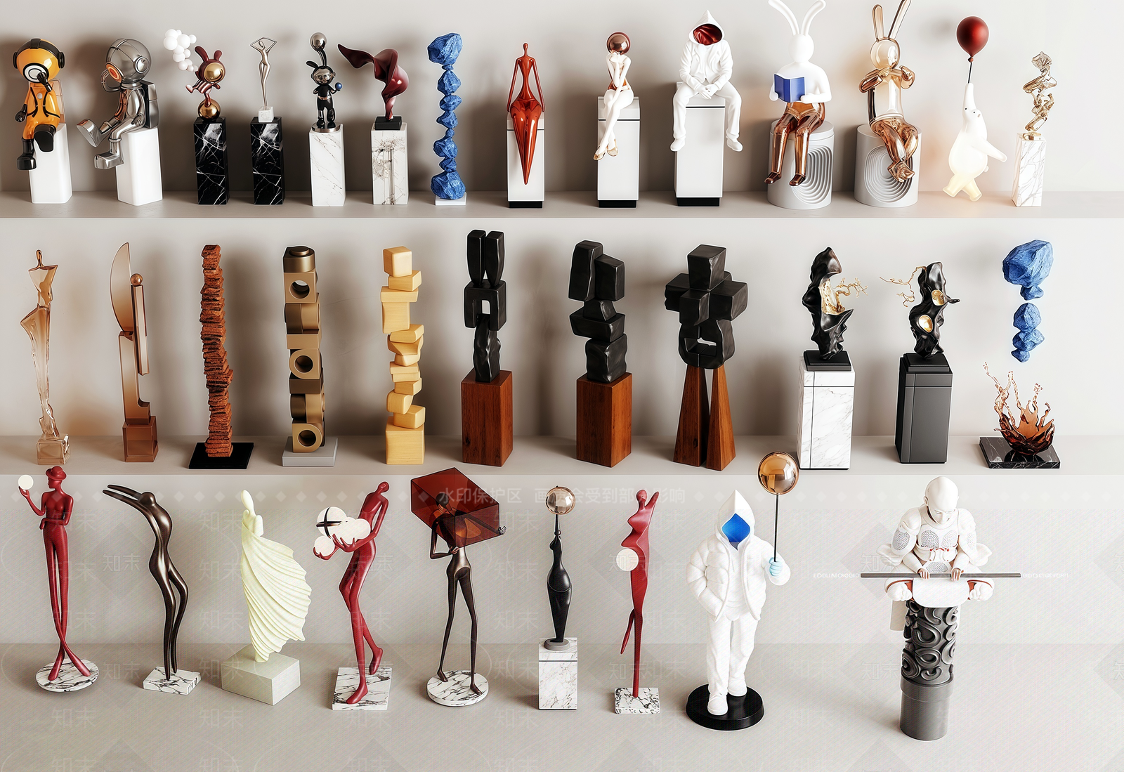 意式现代雕塑摆件SU模型下载【ID:1201457445】