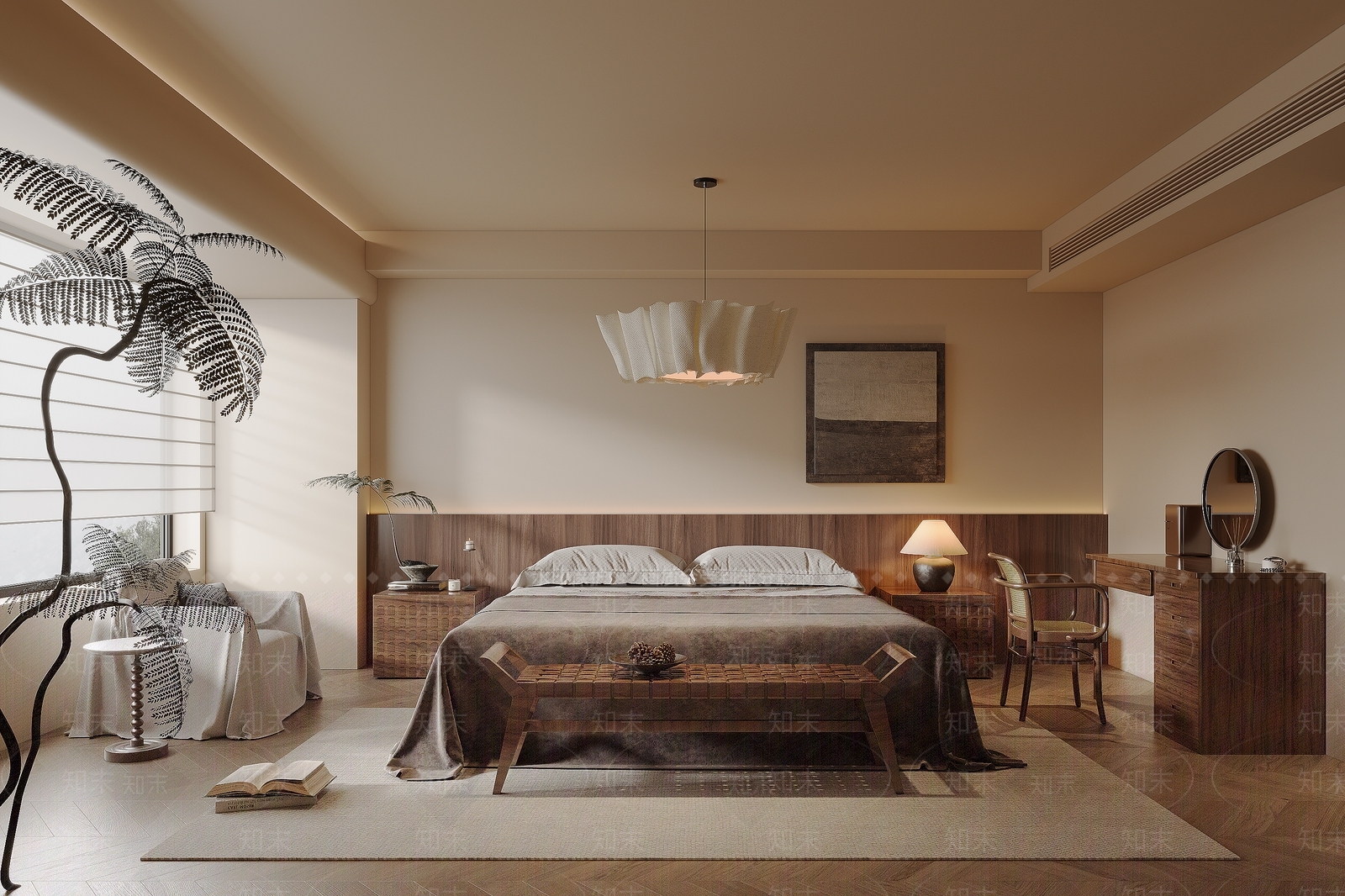侘寂中古家居卧室3D模型下载【ID:1201457886】