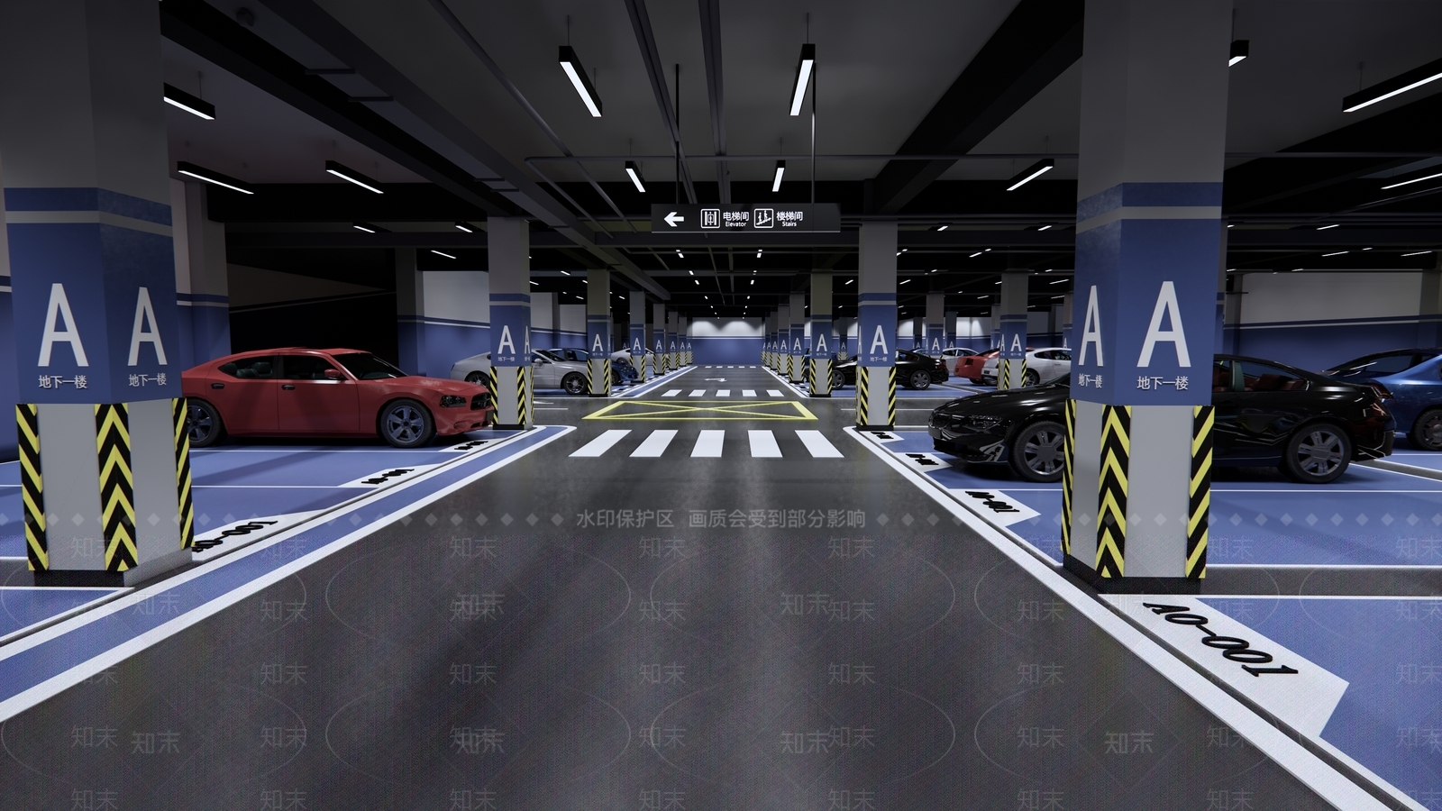 现代极简地下车库SU模型下载【ID:1201461012】