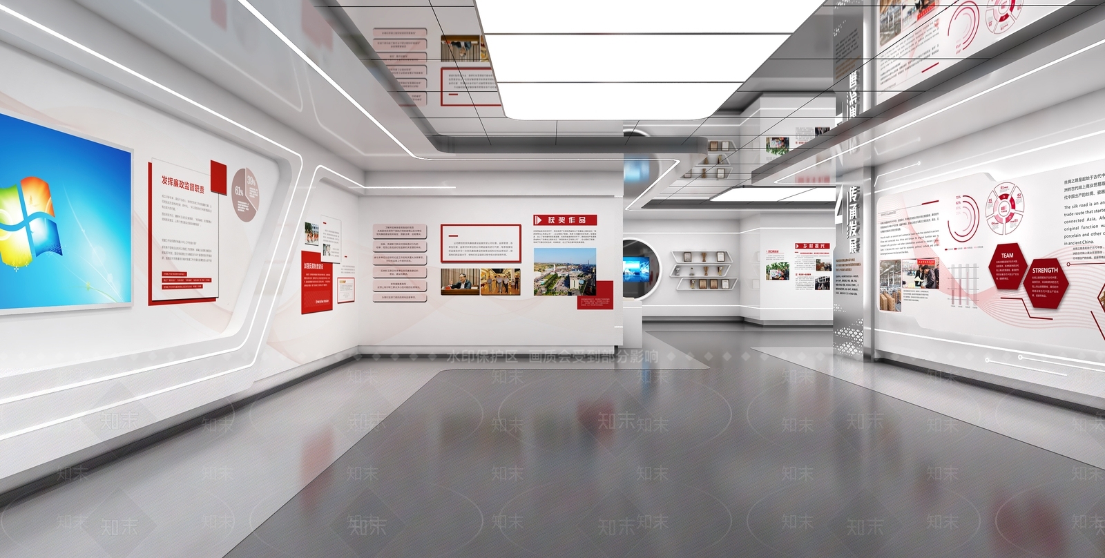 现代简约党建展厅3D模型下载【ID:1201461016】