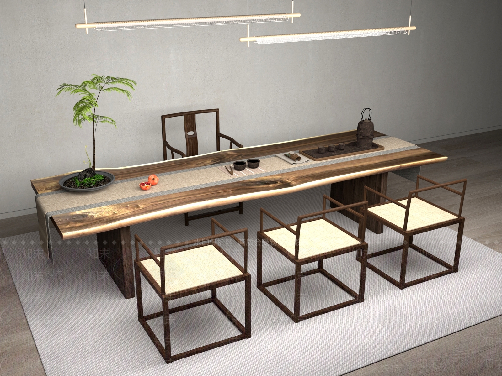 新中式中式茶桌椅3D模型下载【ID:1201462018】