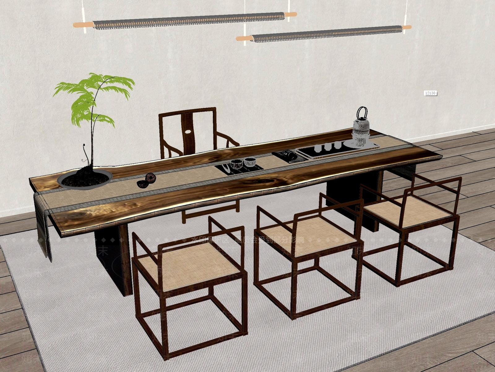 新中式中式茶桌椅3D模型下载【ID:1201462018】