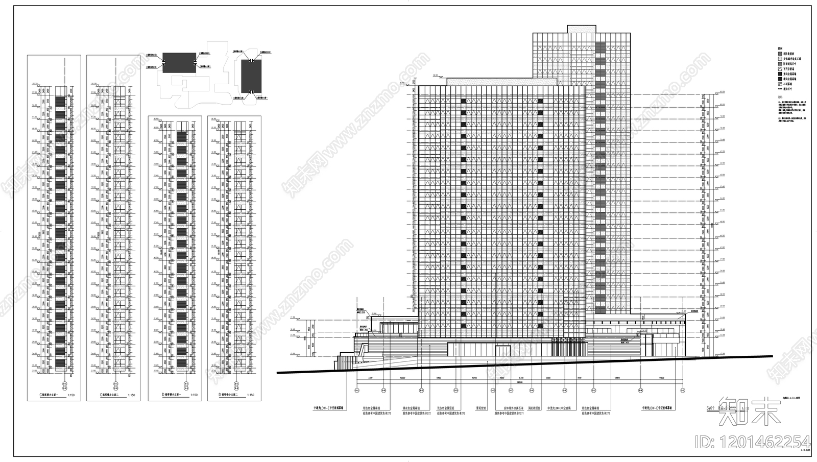 现代办公楼建筑cad施工图下载【ID:1201462254】