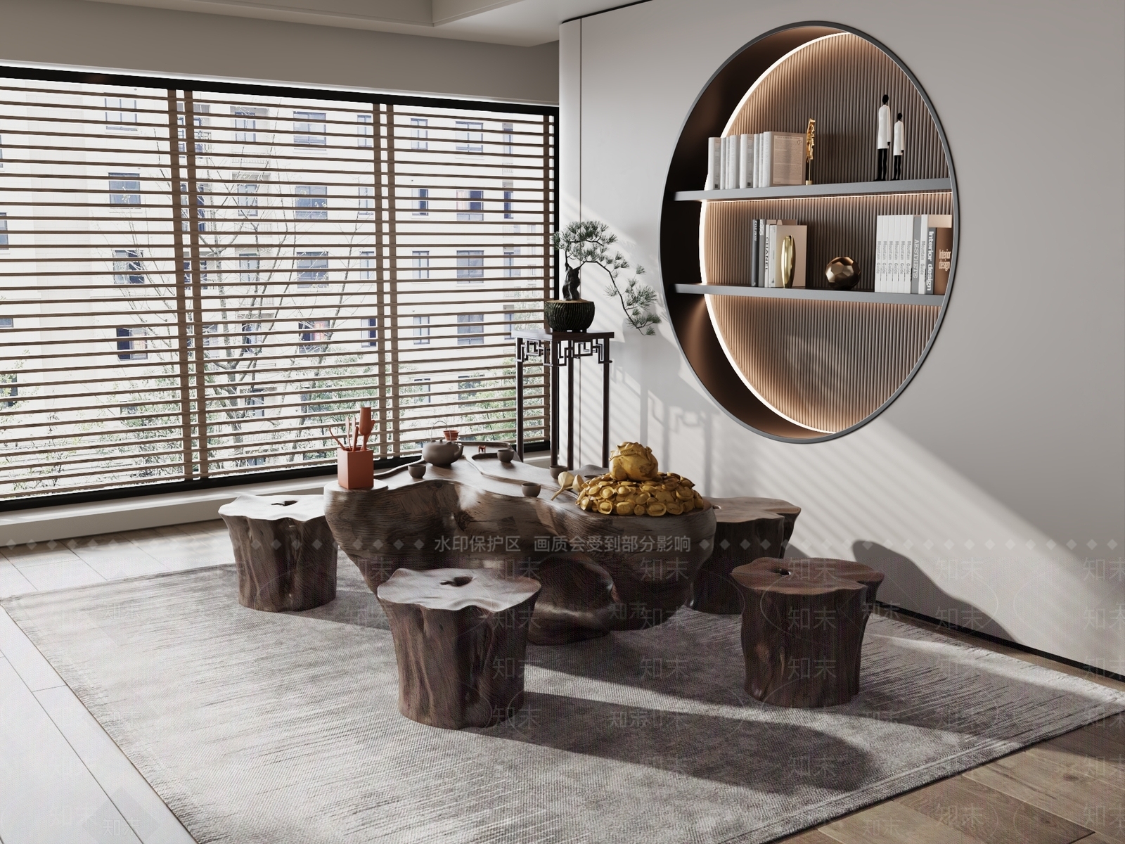 新中式中式茶桌椅3D模型下载【ID:1201462489】