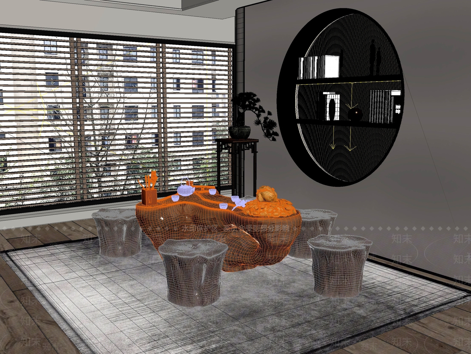 新中式中式茶桌椅3D模型下载【ID:1201462489】