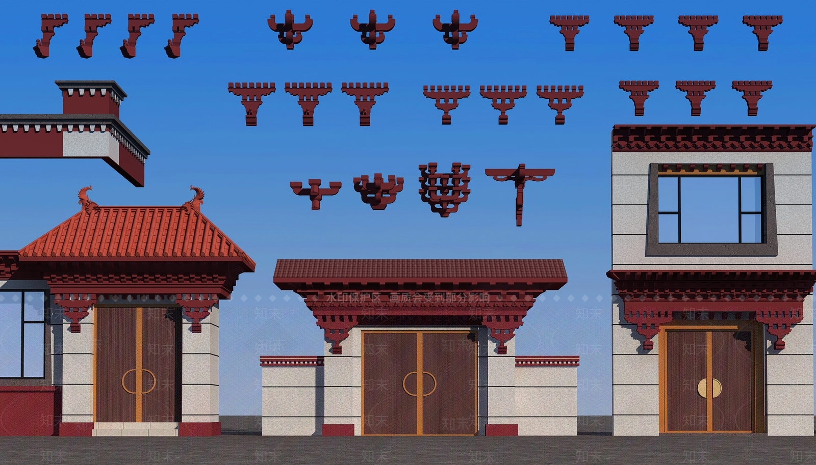 中式新中式其他局部构件3D模型下载【ID:1201462669】
