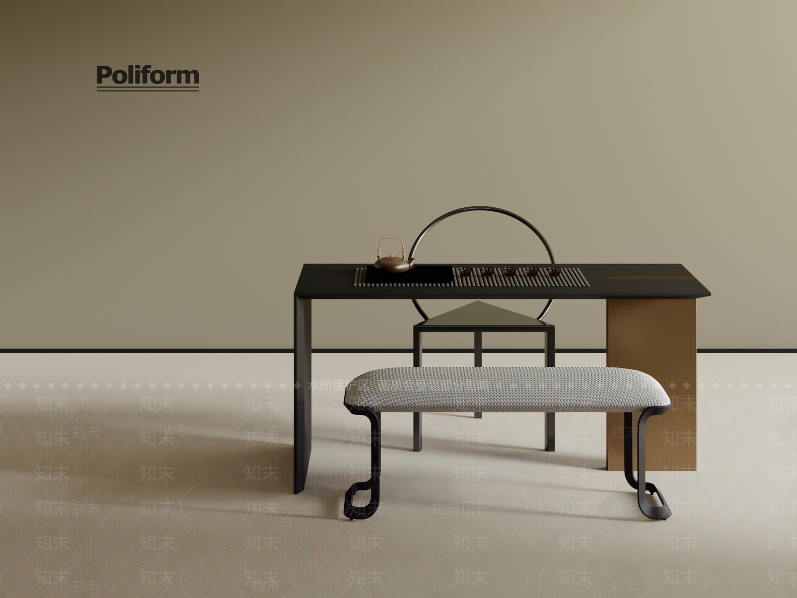 现代简约茶桌椅3D模型下载【ID:1201463002】