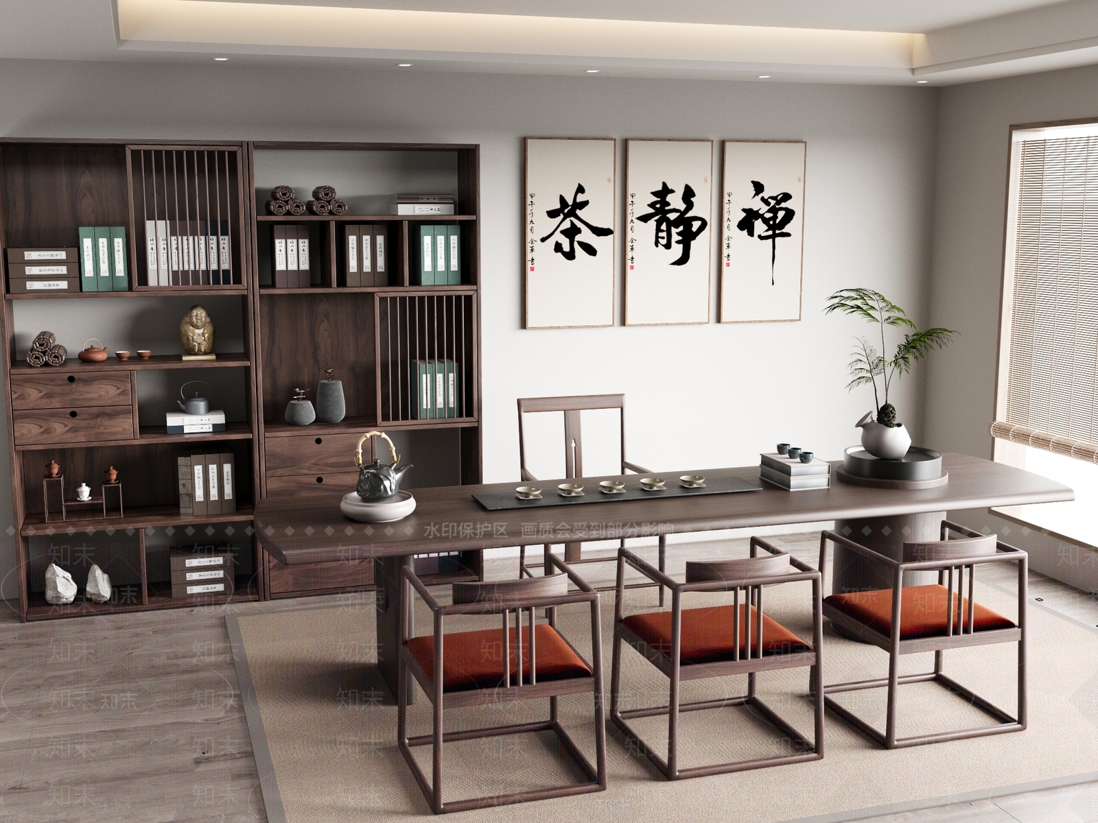 新中式中式茶桌椅3D模型下载【ID:1201463230】