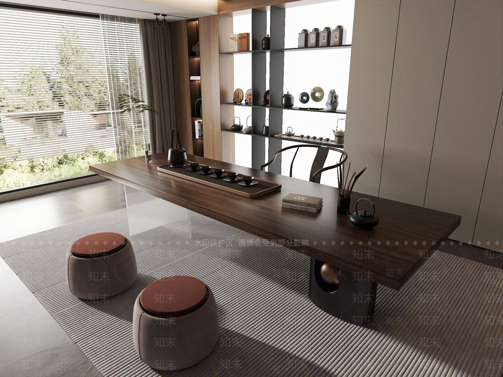 新中式中式茶桌椅3D模型下载【ID:1201463405】