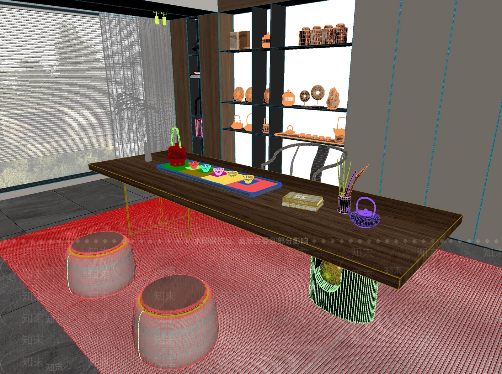 新中式中式茶桌椅3D模型下载【ID:1201463405】