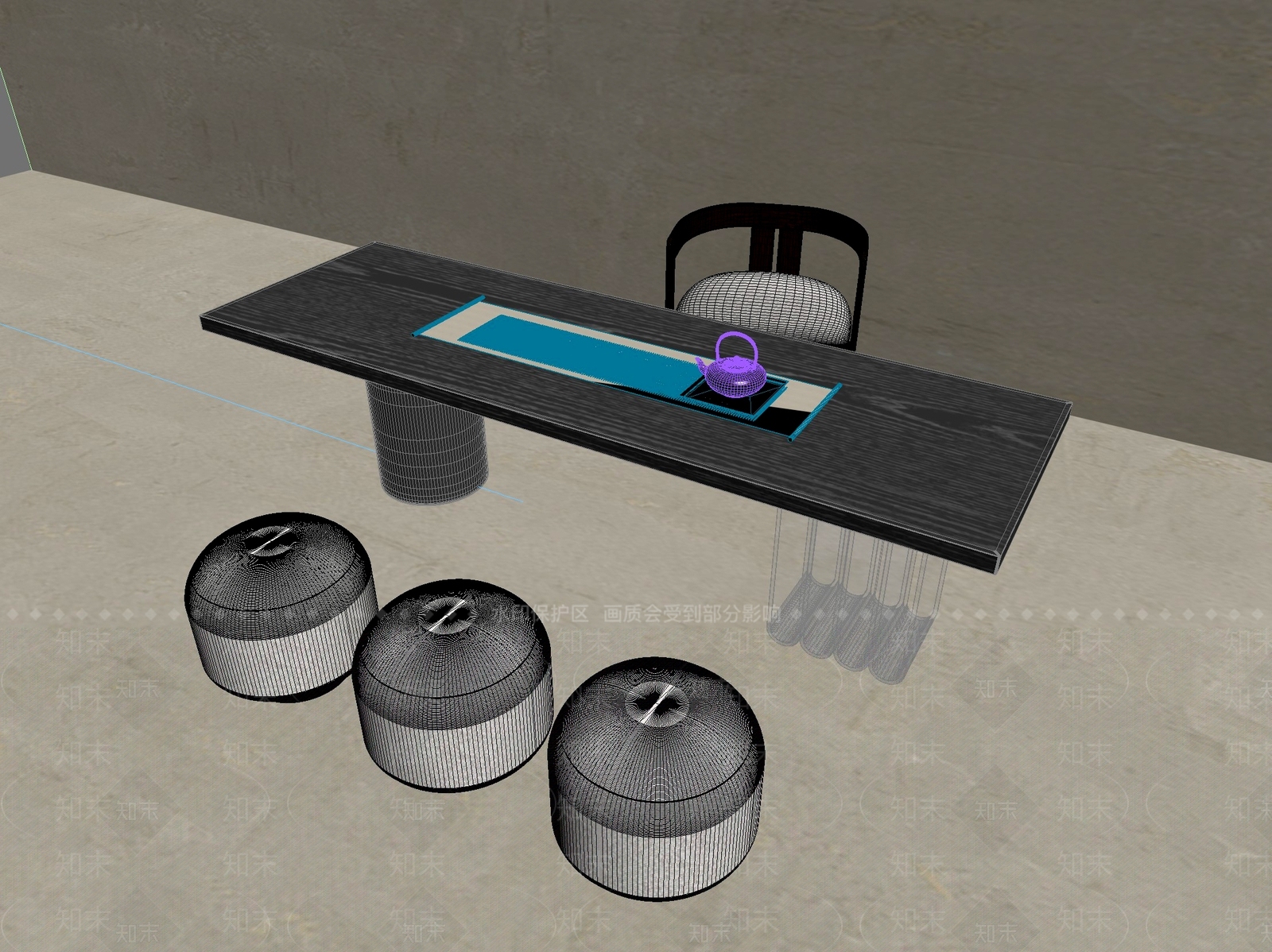 新中式中式茶桌椅3D模型下载【ID:1201463524】