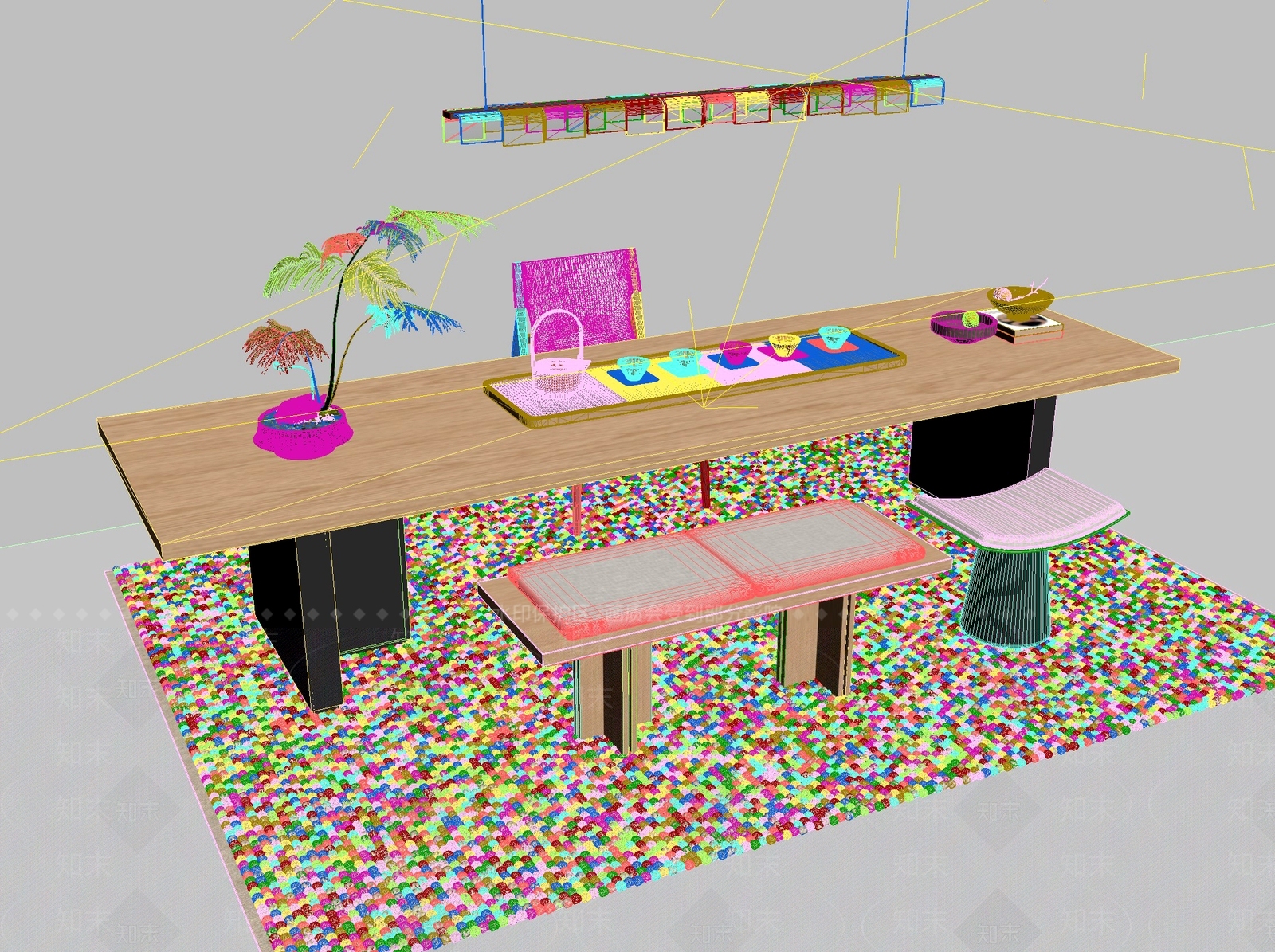 新中式中式茶桌椅3D模型下载【ID:1201463638】