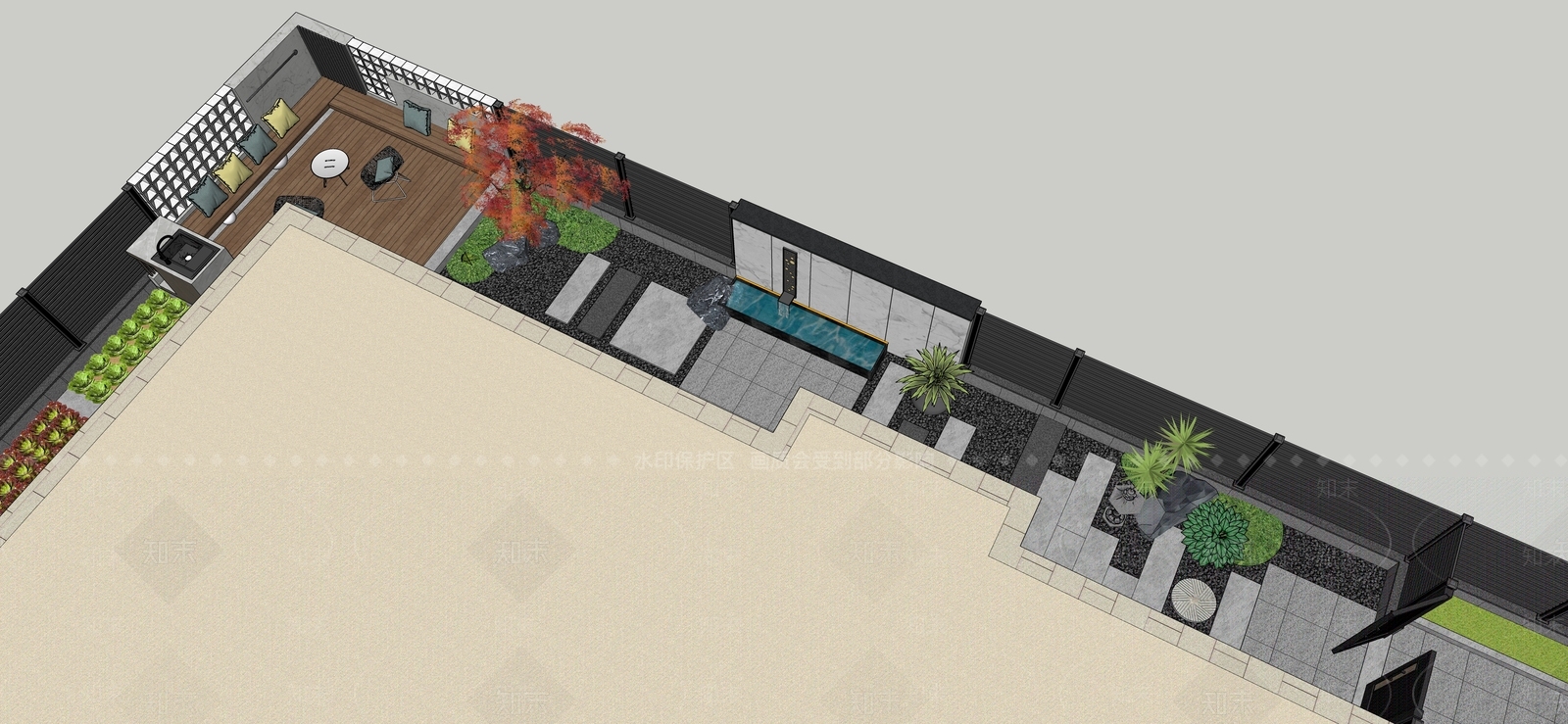 现代别墅庭院SU模型下载【ID:1201464560】