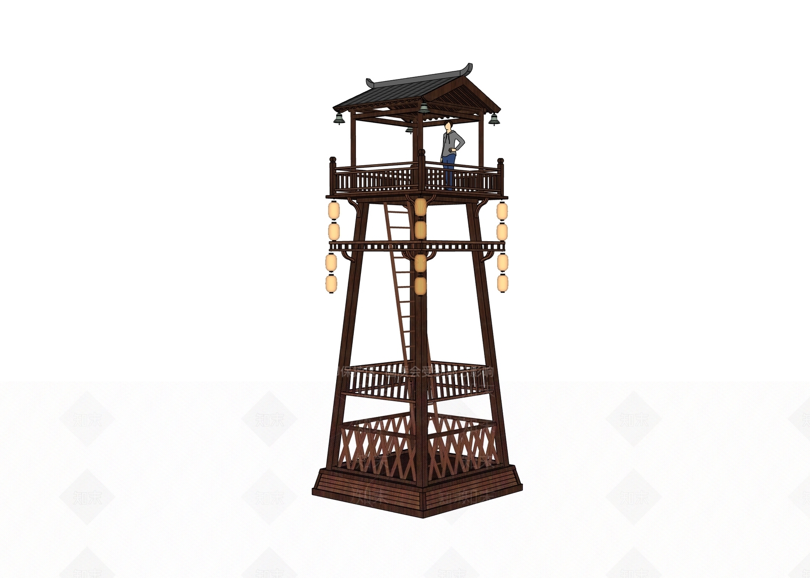 中式复古古建筑SU模型下载【ID:1201466858】