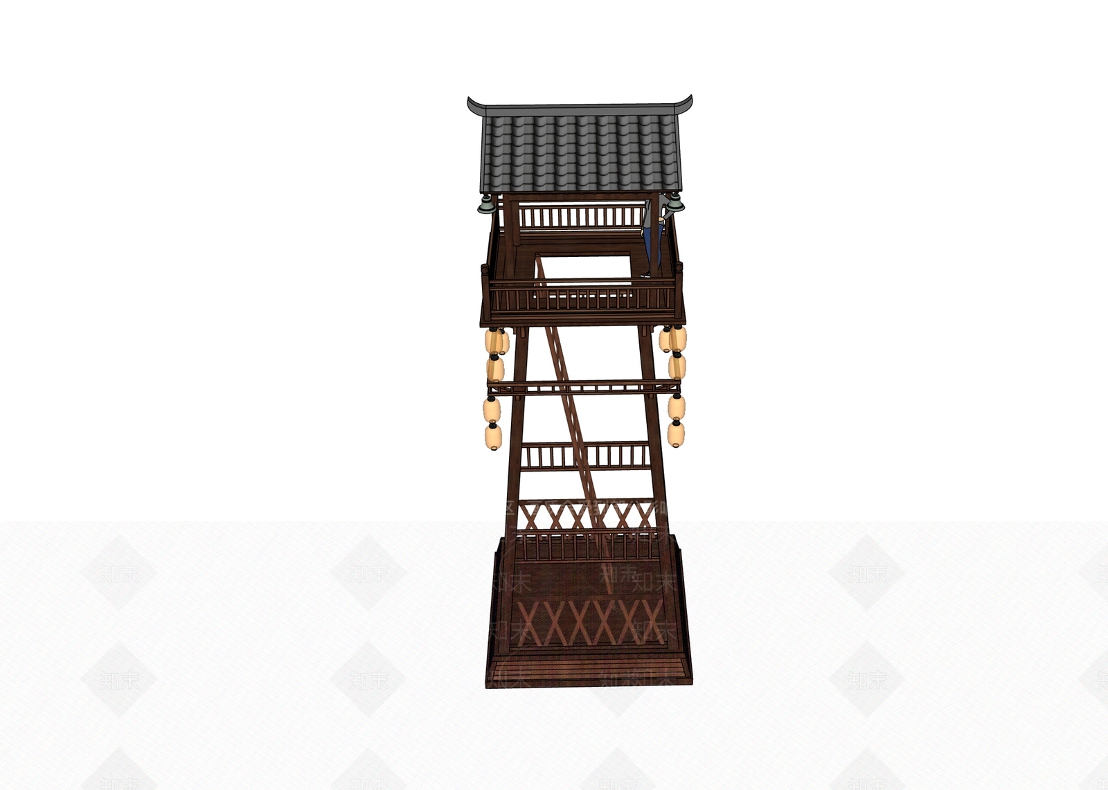 中式复古古建筑SU模型下载【ID:1201466858】