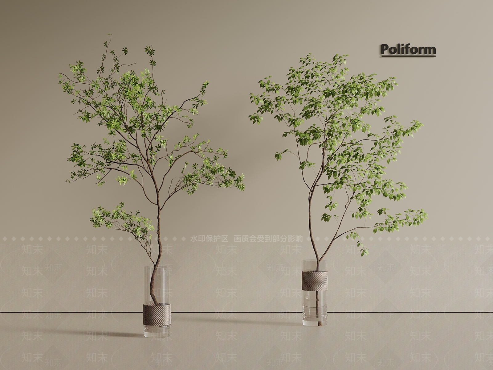 新中式中古绿植摆件3D模型下载【ID:1201466440】