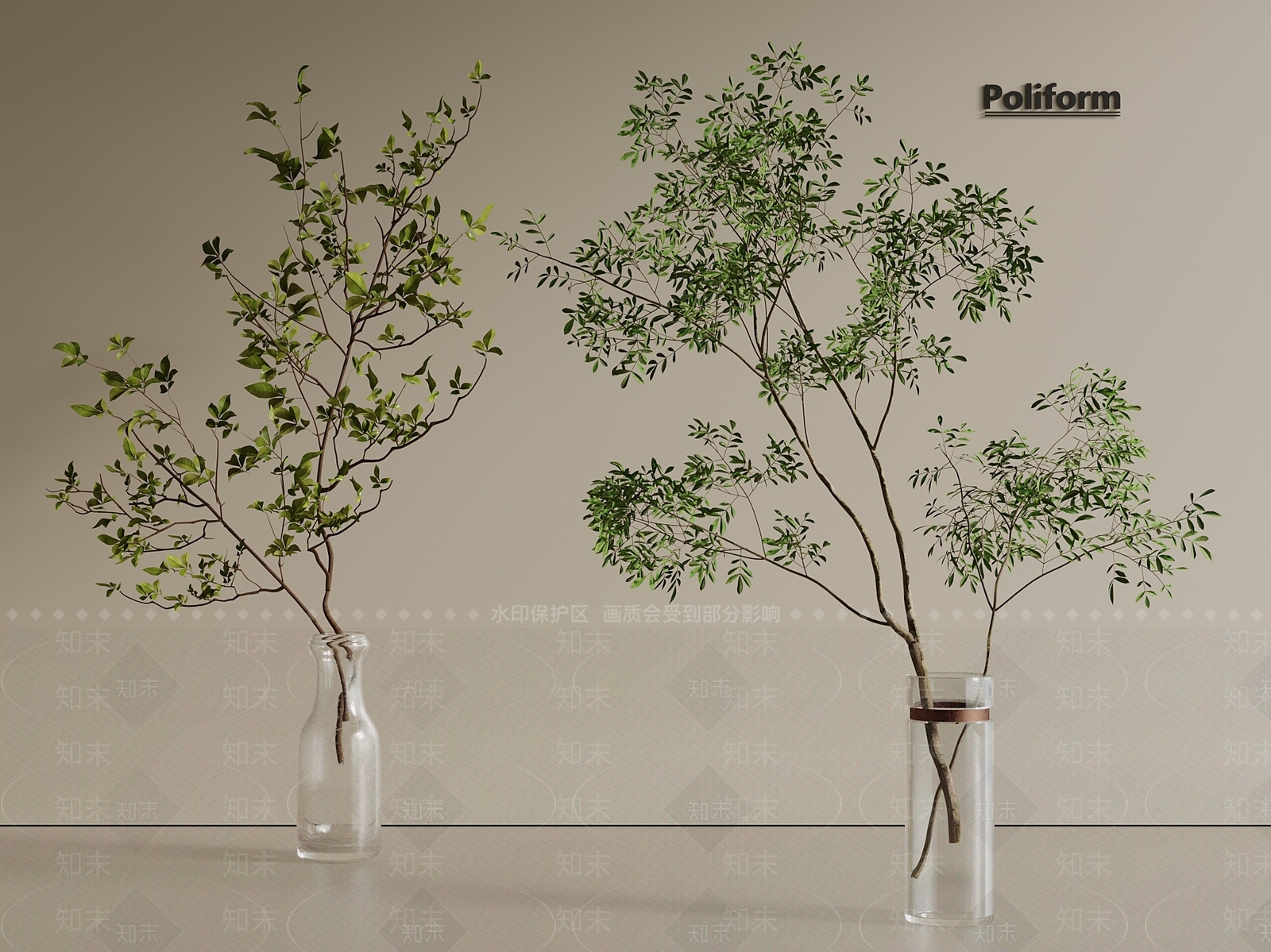 新中式中古绿植摆件3D模型下载【ID:1201466424】