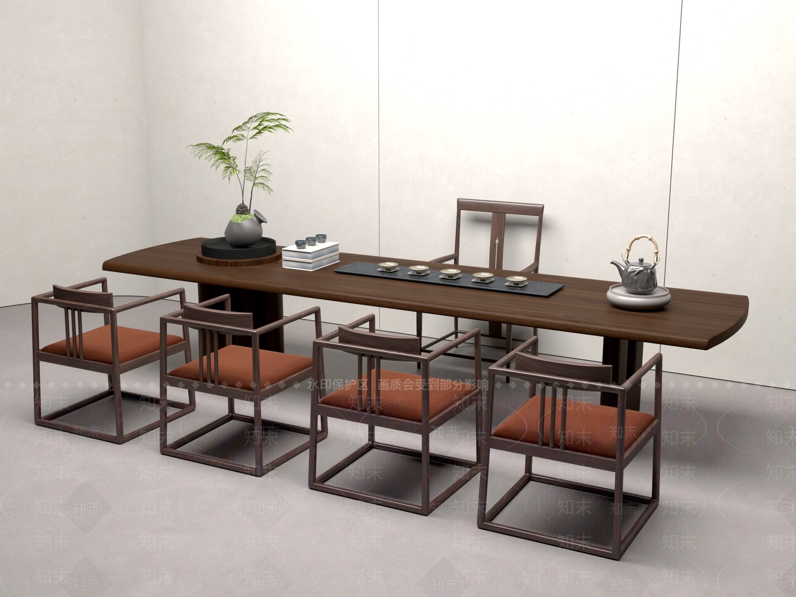 新中式中式茶桌椅3D模型下载【ID:1201466405】