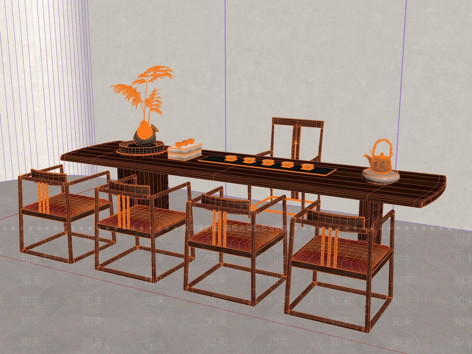 新中式中式茶桌椅3D模型下载【ID:1201466405】