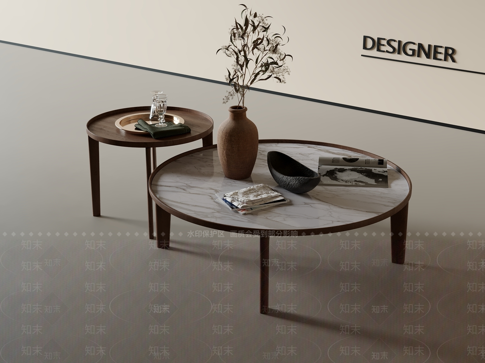 现代中古茶几3D模型下载【ID:1201466635】
