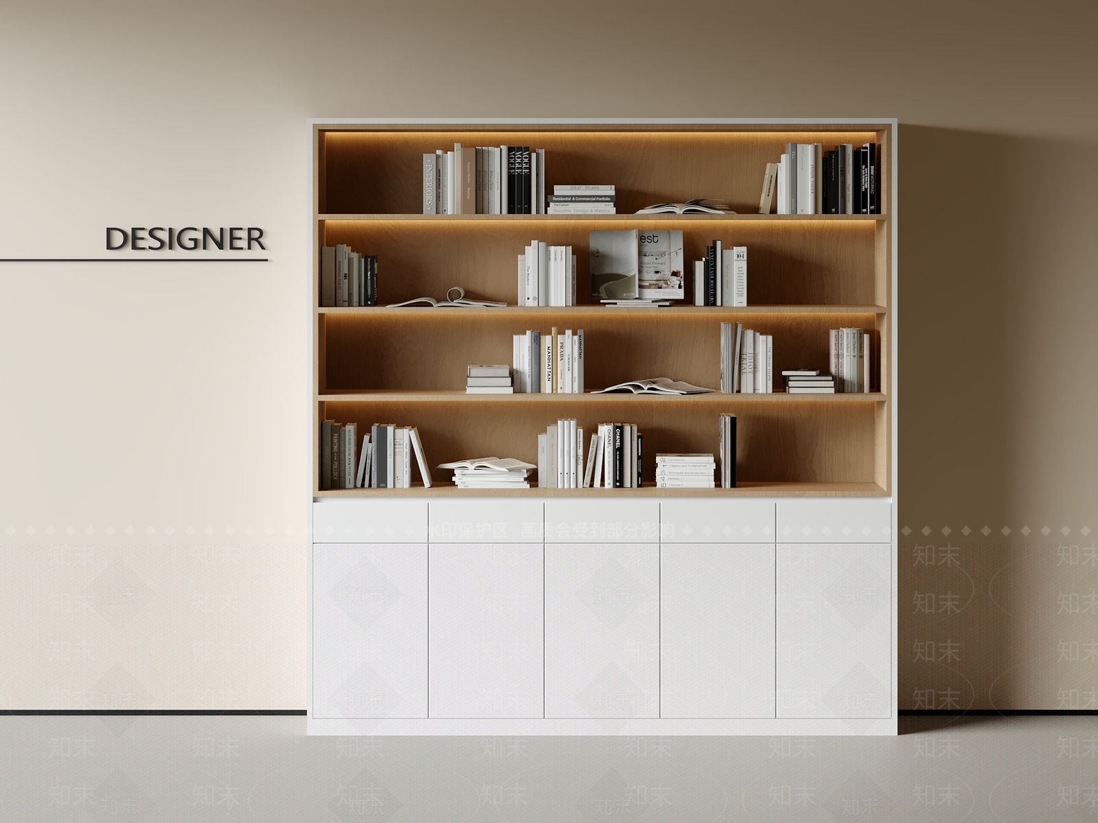 现代中古书柜3D模型下载【ID:1201466865】