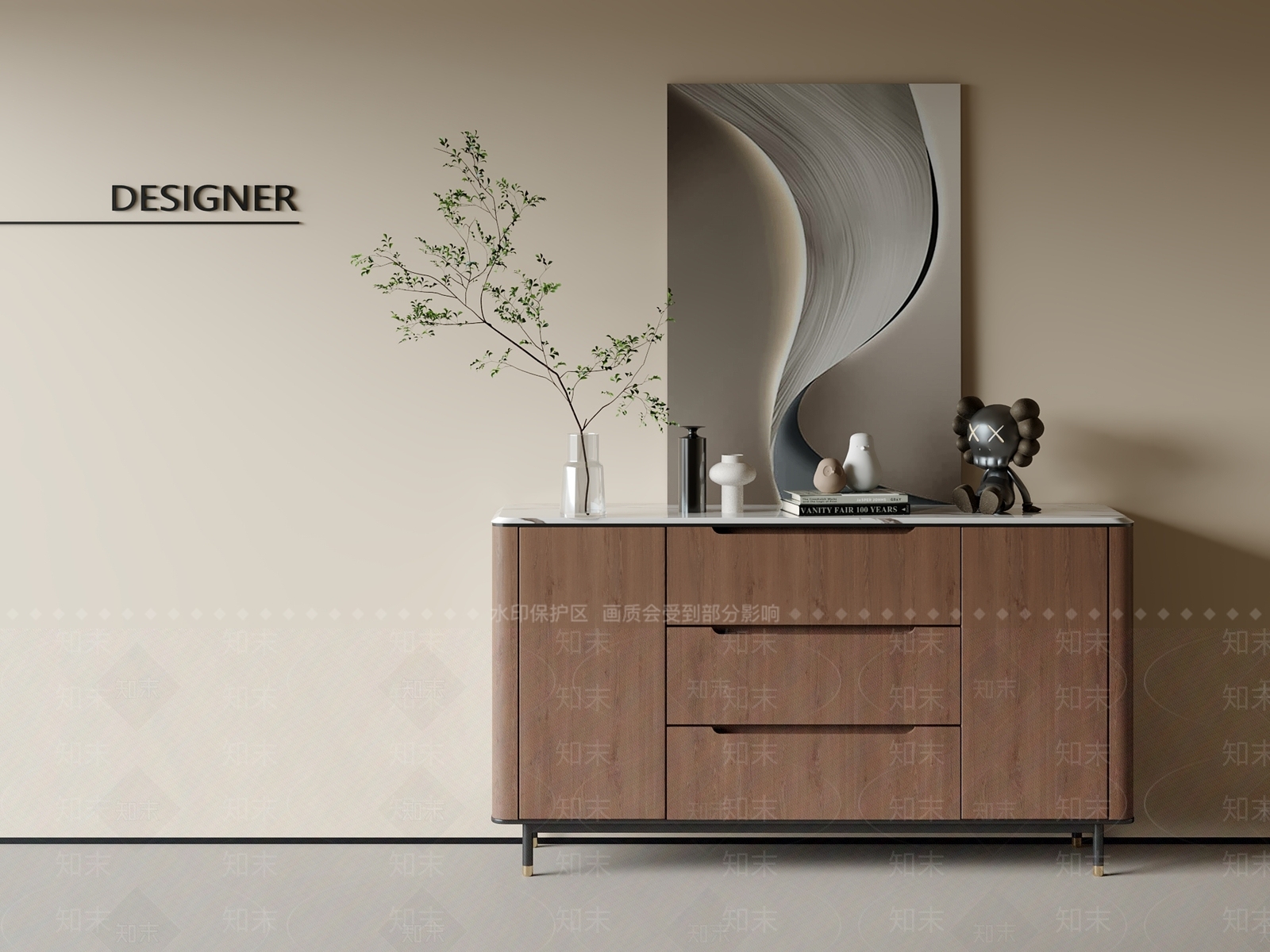 现代中古斗柜3D模型下载【ID:1201467797】