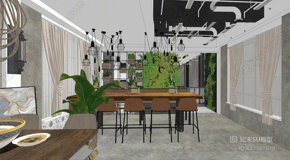 虾宴主题餐厅SU模型下载【ID:641347010】
