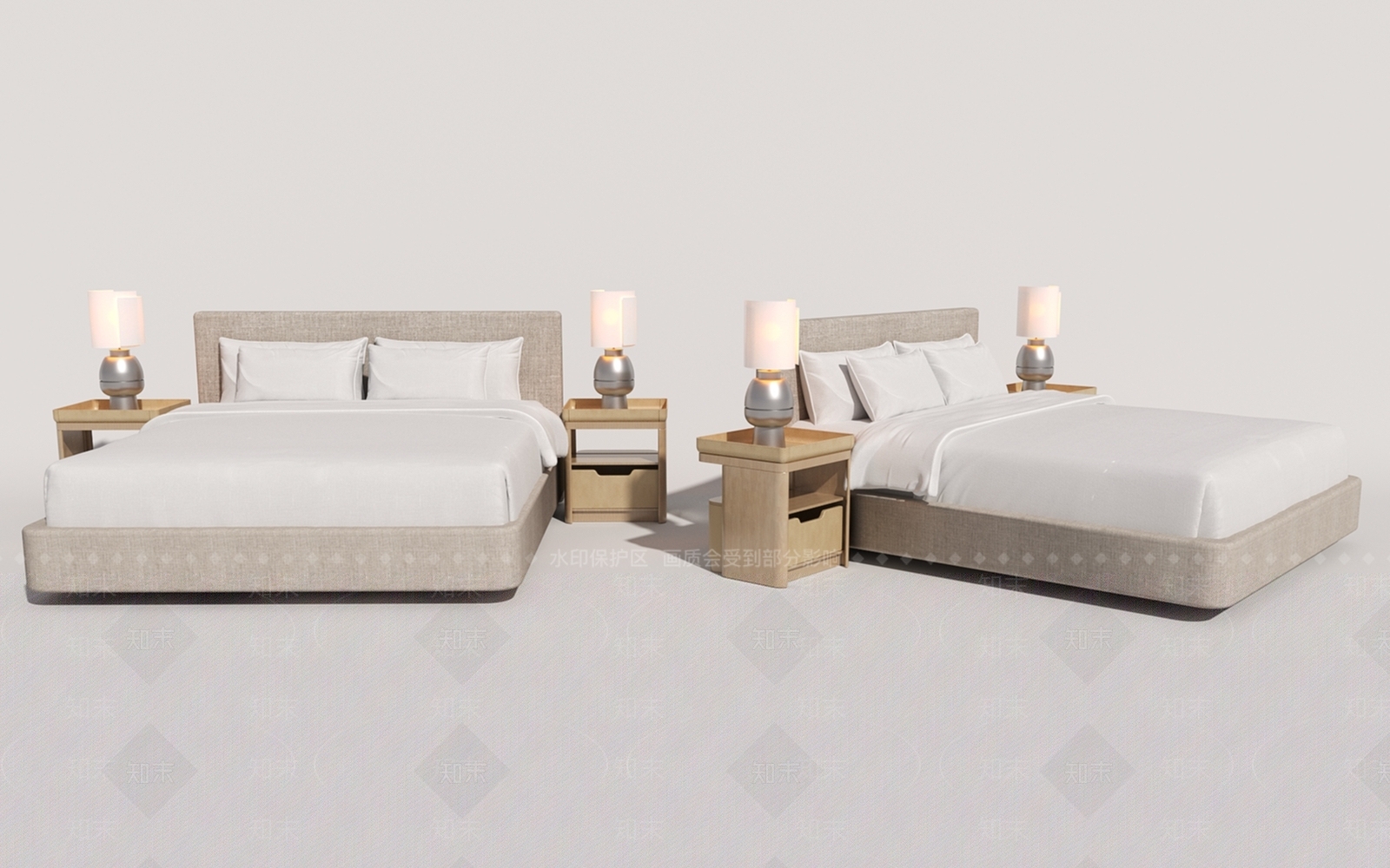 现代北欧双人床3D模型下载【ID:1201469013】