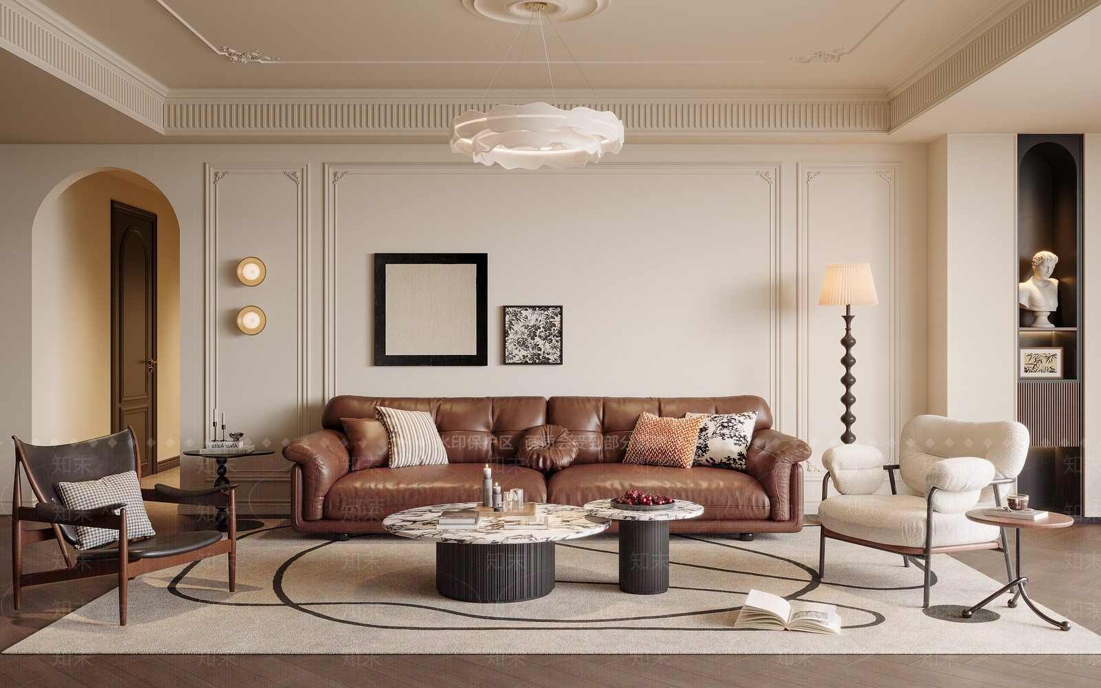 法式家居客厅3D模型下载【ID:1201469863】