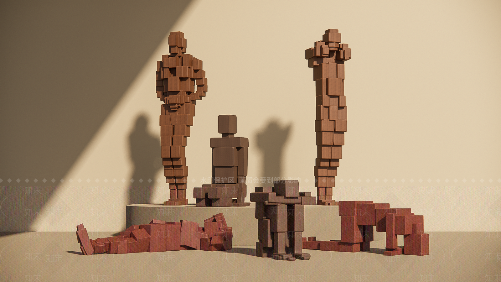 原木简约雕塑摆件SU模型下载【ID:1201469580】