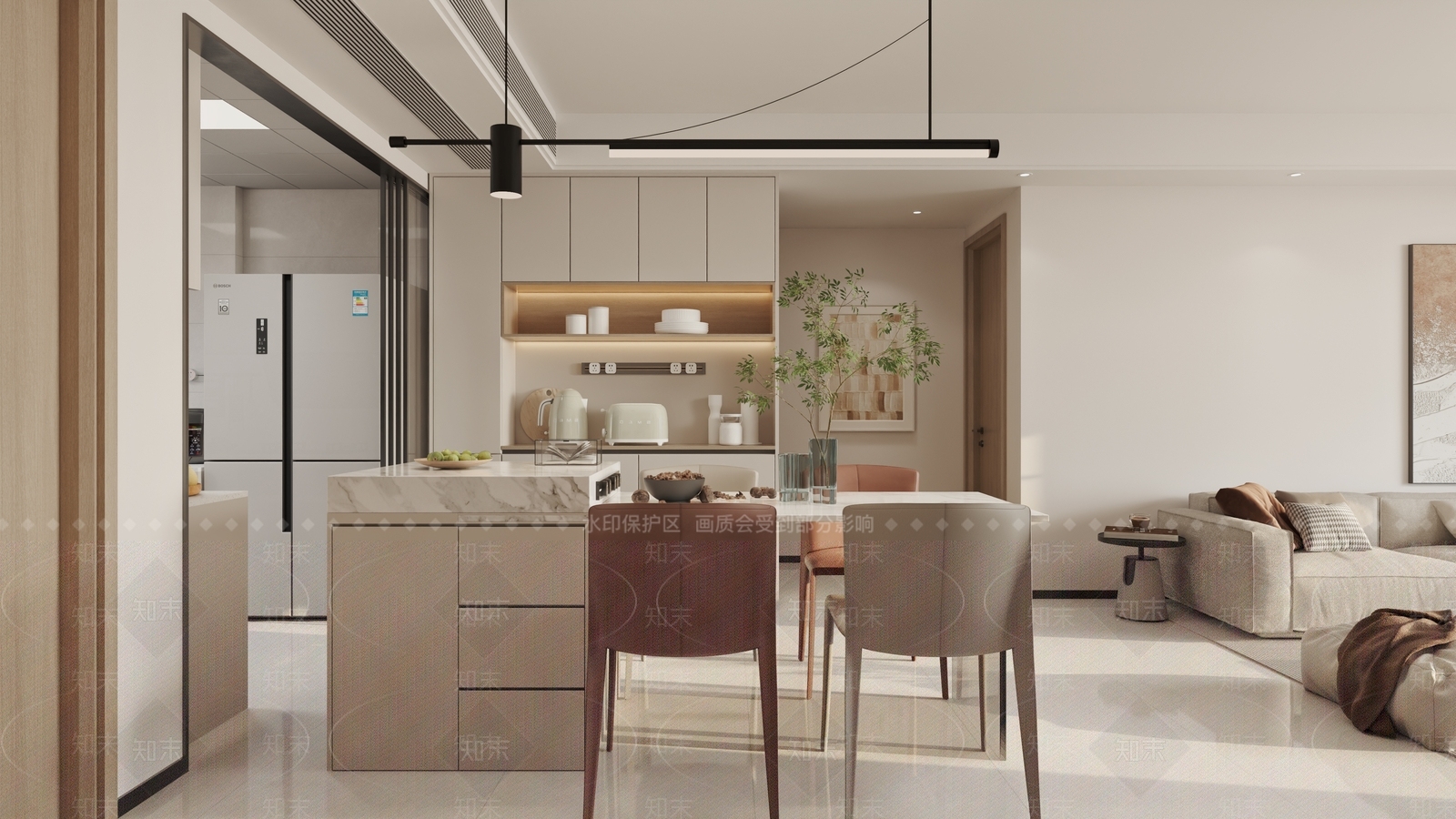 现代客餐厅3D模型下载【ID:1201471636】