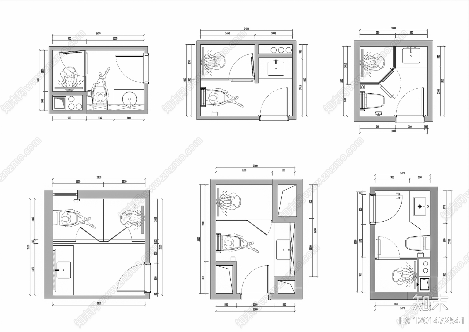 现代卫生间施工图下载【ID:1201472541】