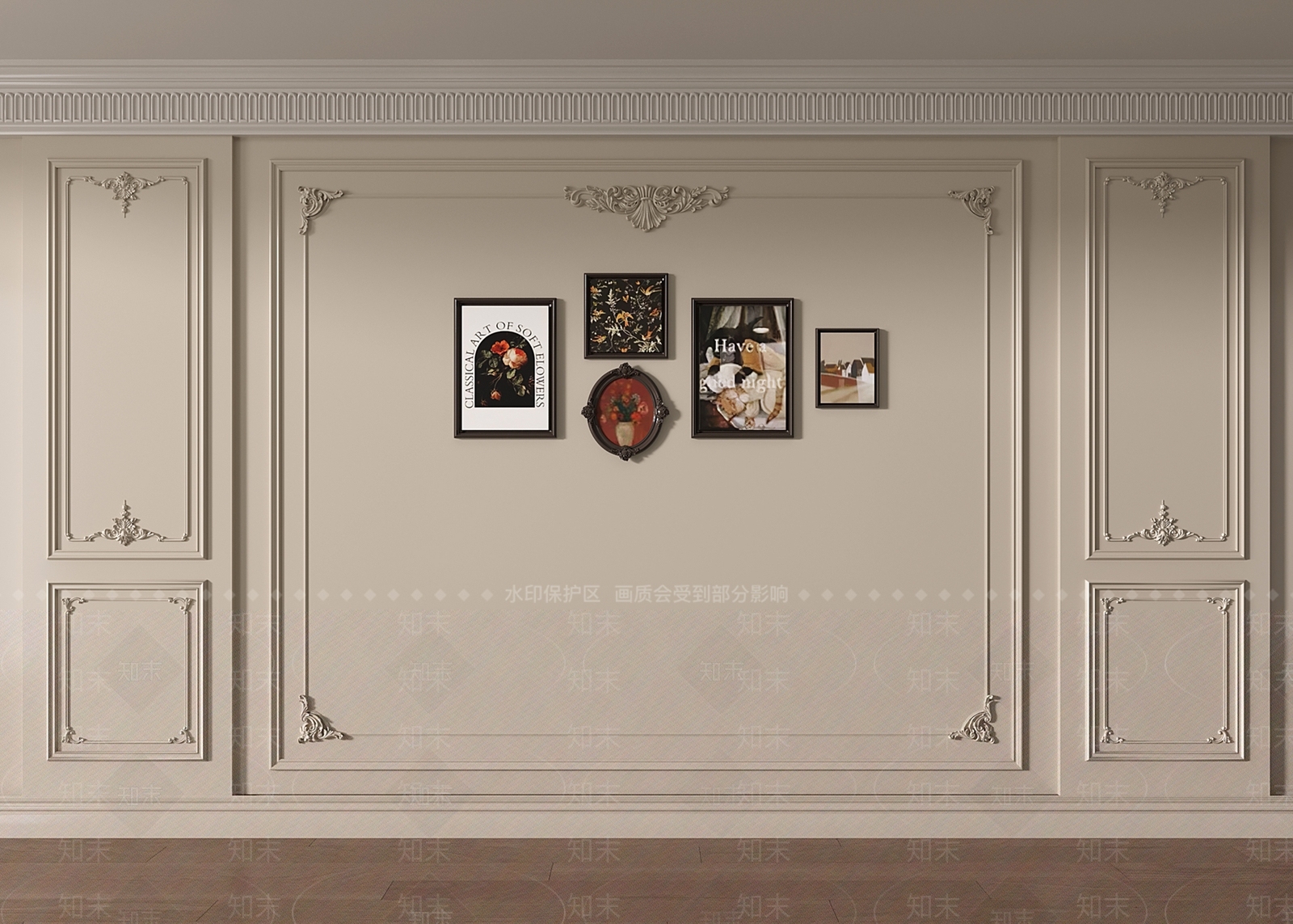 法式简欧沙发背景墙3D模型下载【ID:1201472915】