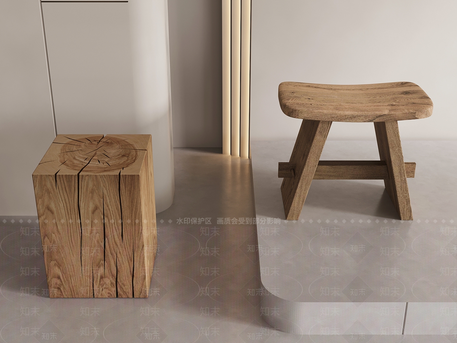 现代中古其他凳子3D模型下载【ID:1201473516】