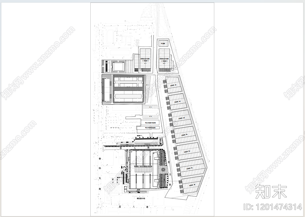 现代产业园建筑cad施工图下载【ID:1201474314】