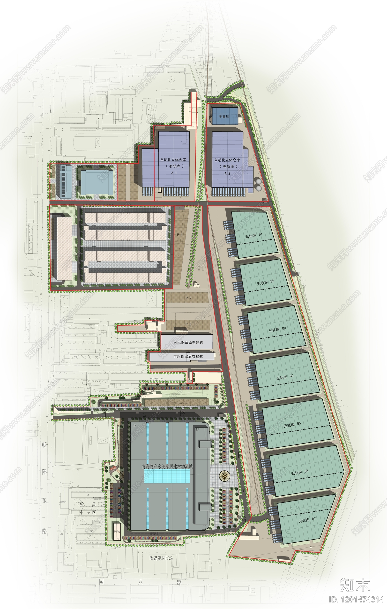 现代产业园建筑cad施工图下载【ID:1201474314】