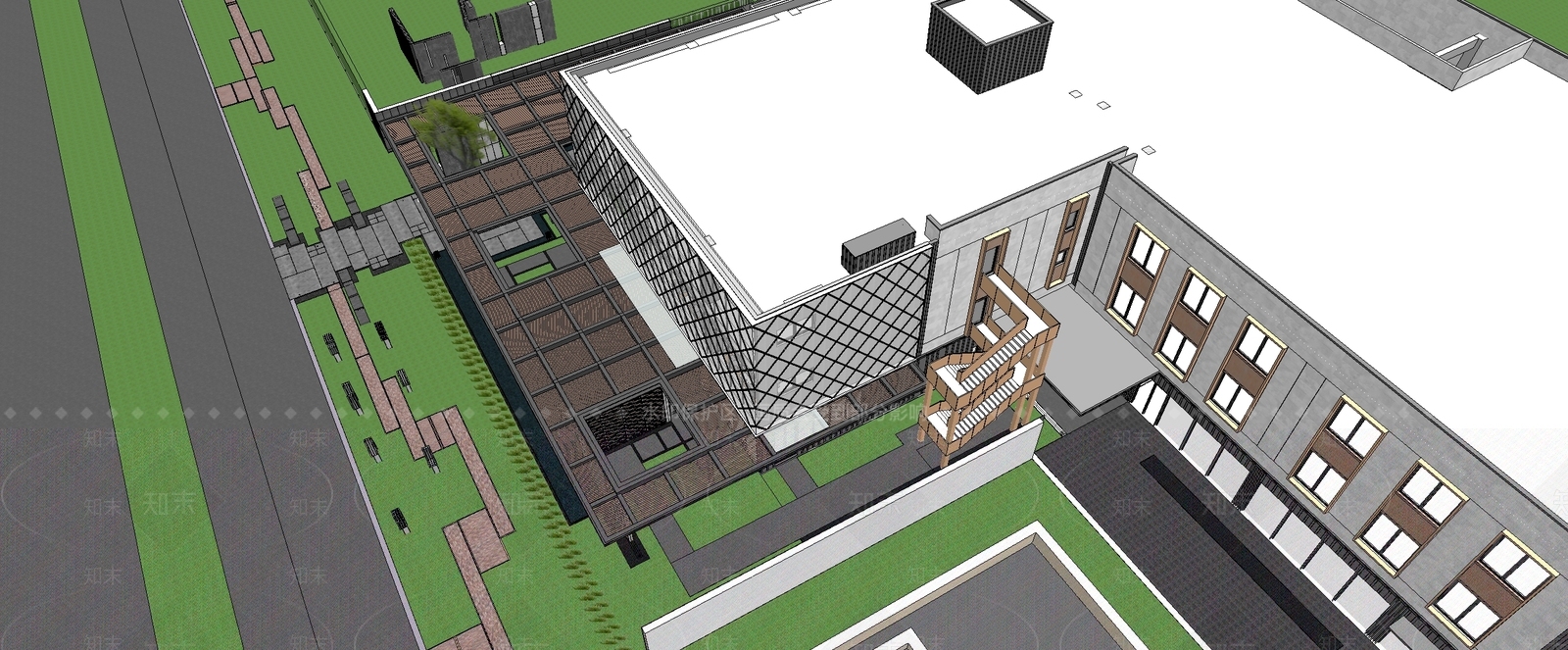 现代小区景观SU模型下载【ID:1201474392】