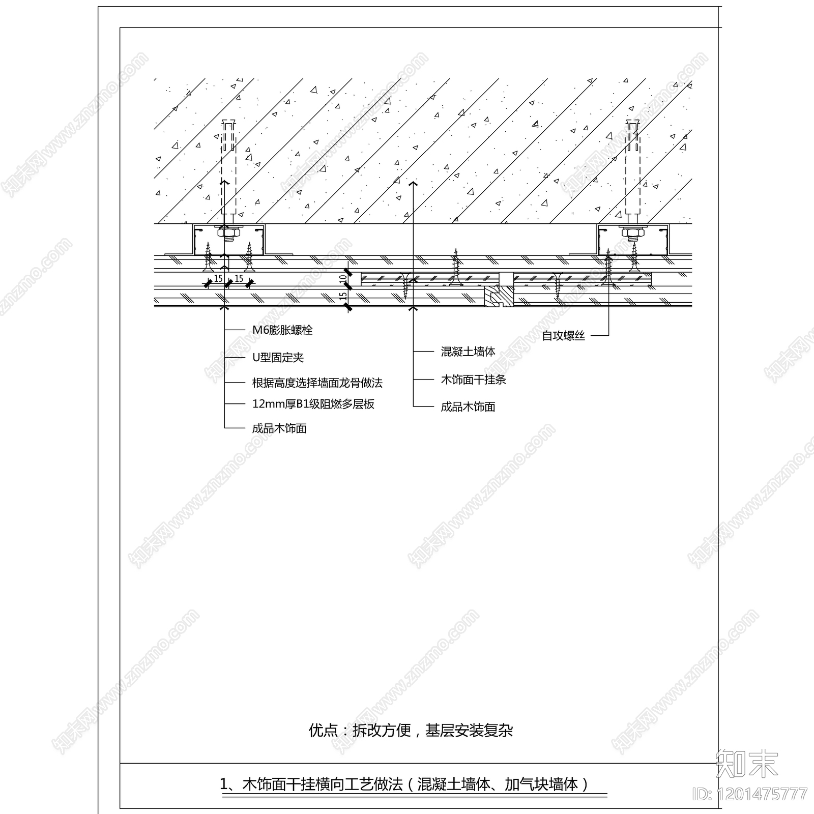 墙面节点cad施工图下载【ID:1201475777】