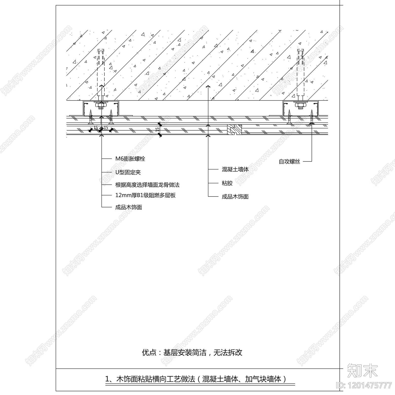 墙面节点cad施工图下载【ID:1201475777】