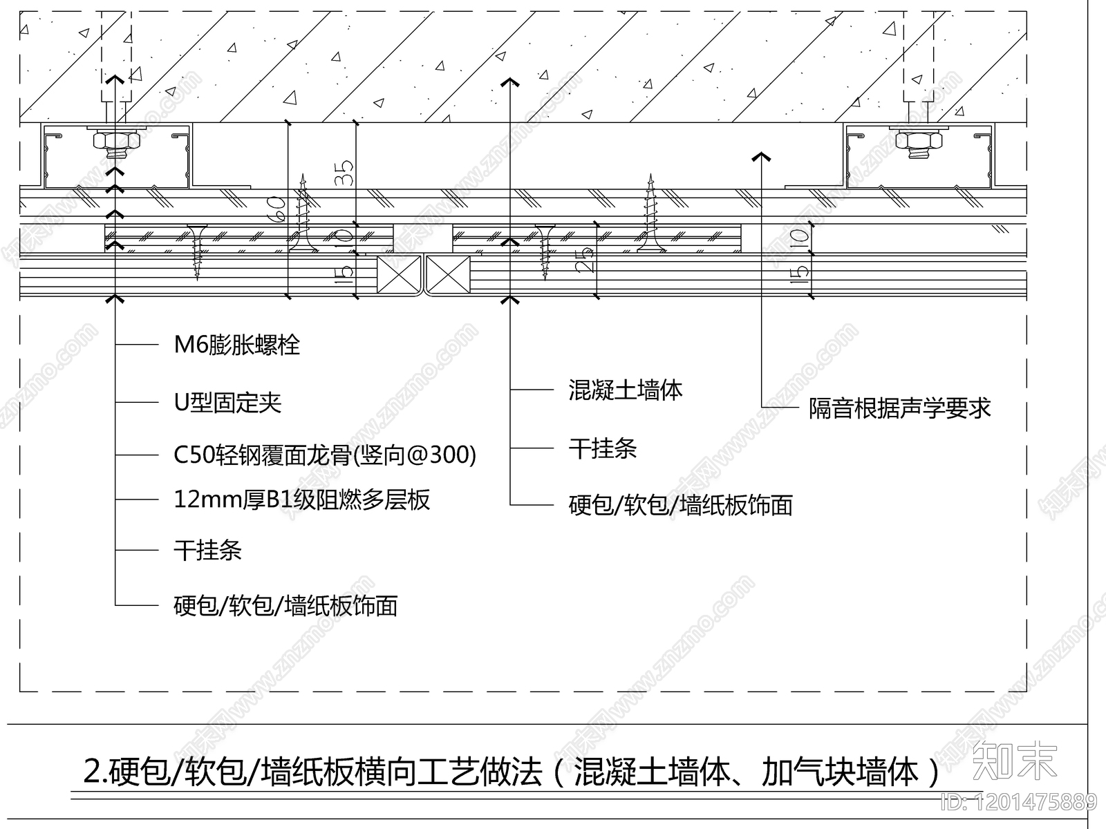 墙面节点cad施工图下载【ID:1201475889】