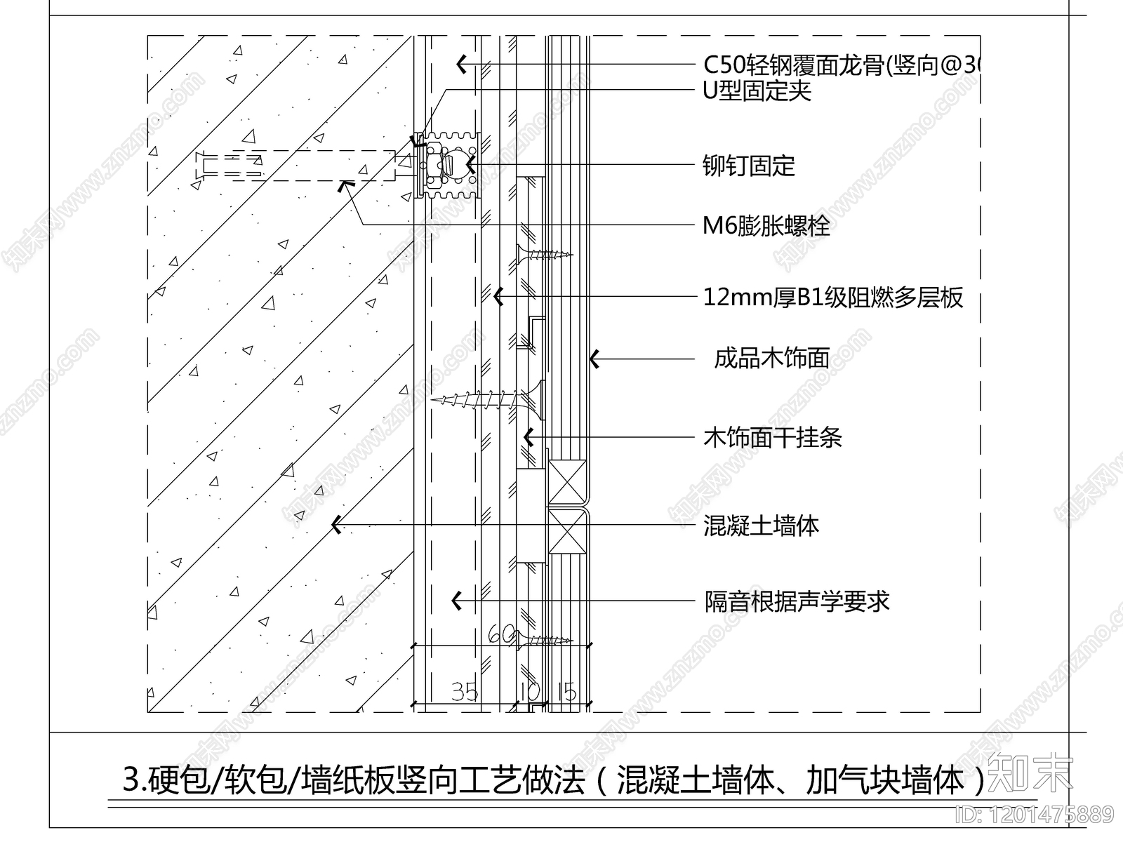 墙面节点cad施工图下载【ID:1201475889】