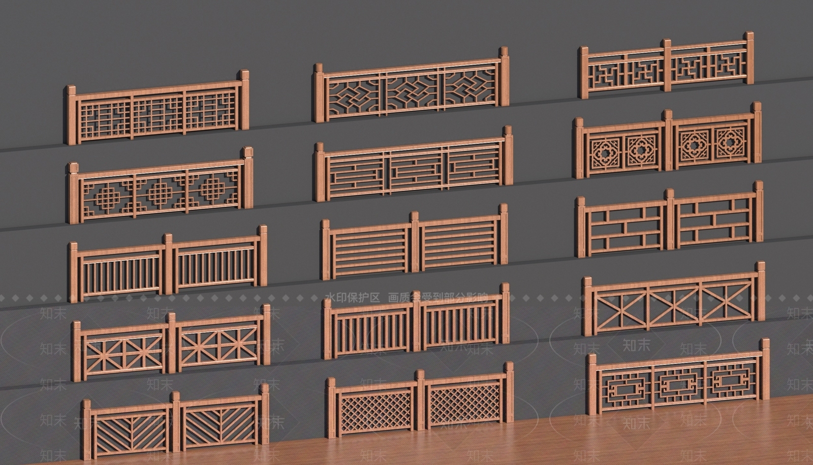 新中式中式栏杆3D模型下载【ID:1201476256】