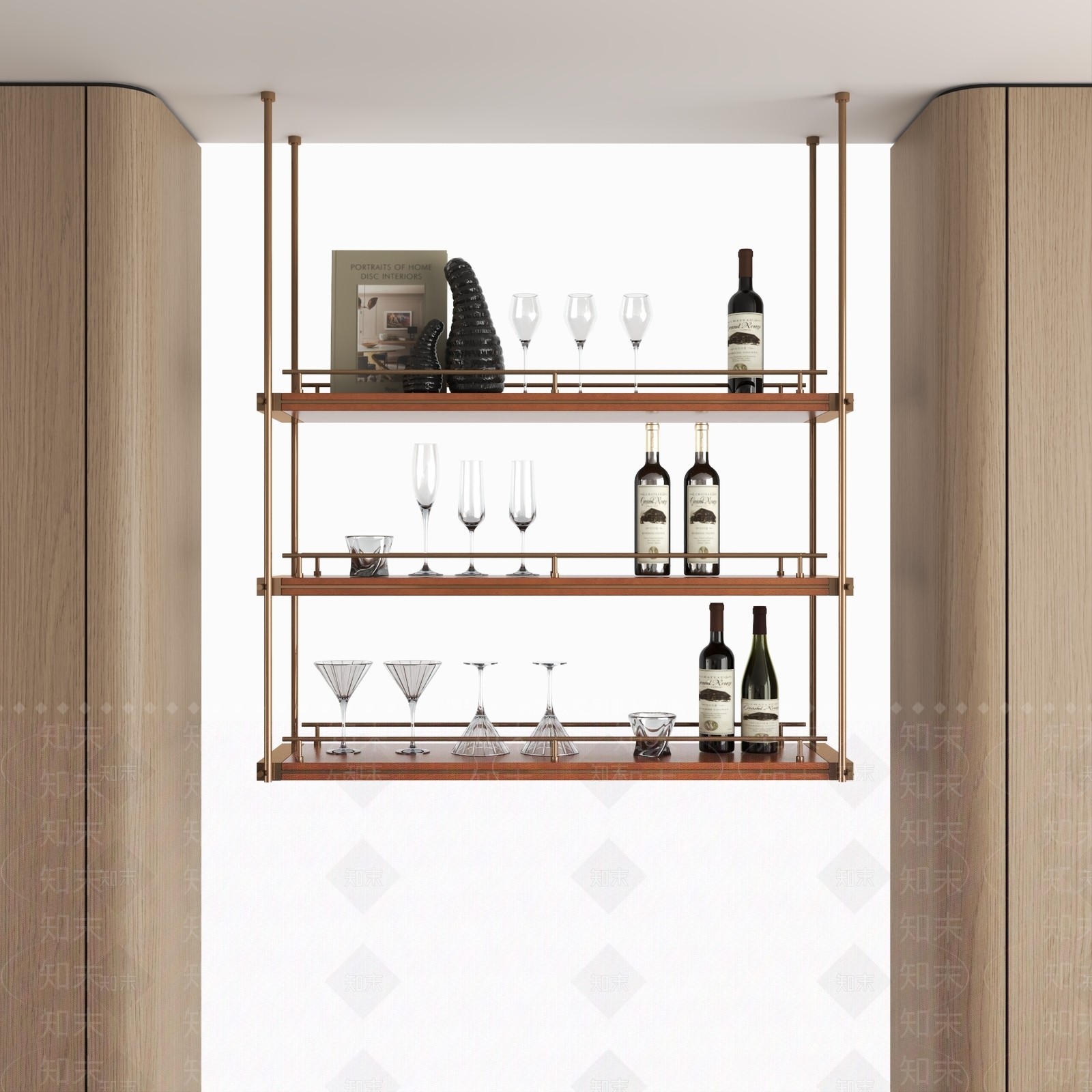 现代轻奢酒架3D模型下载【ID:1201477219】