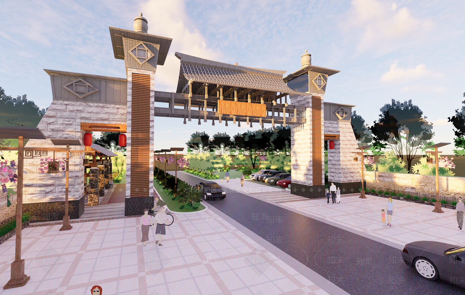 现代入口大门SU模型下载【ID:1201478080】