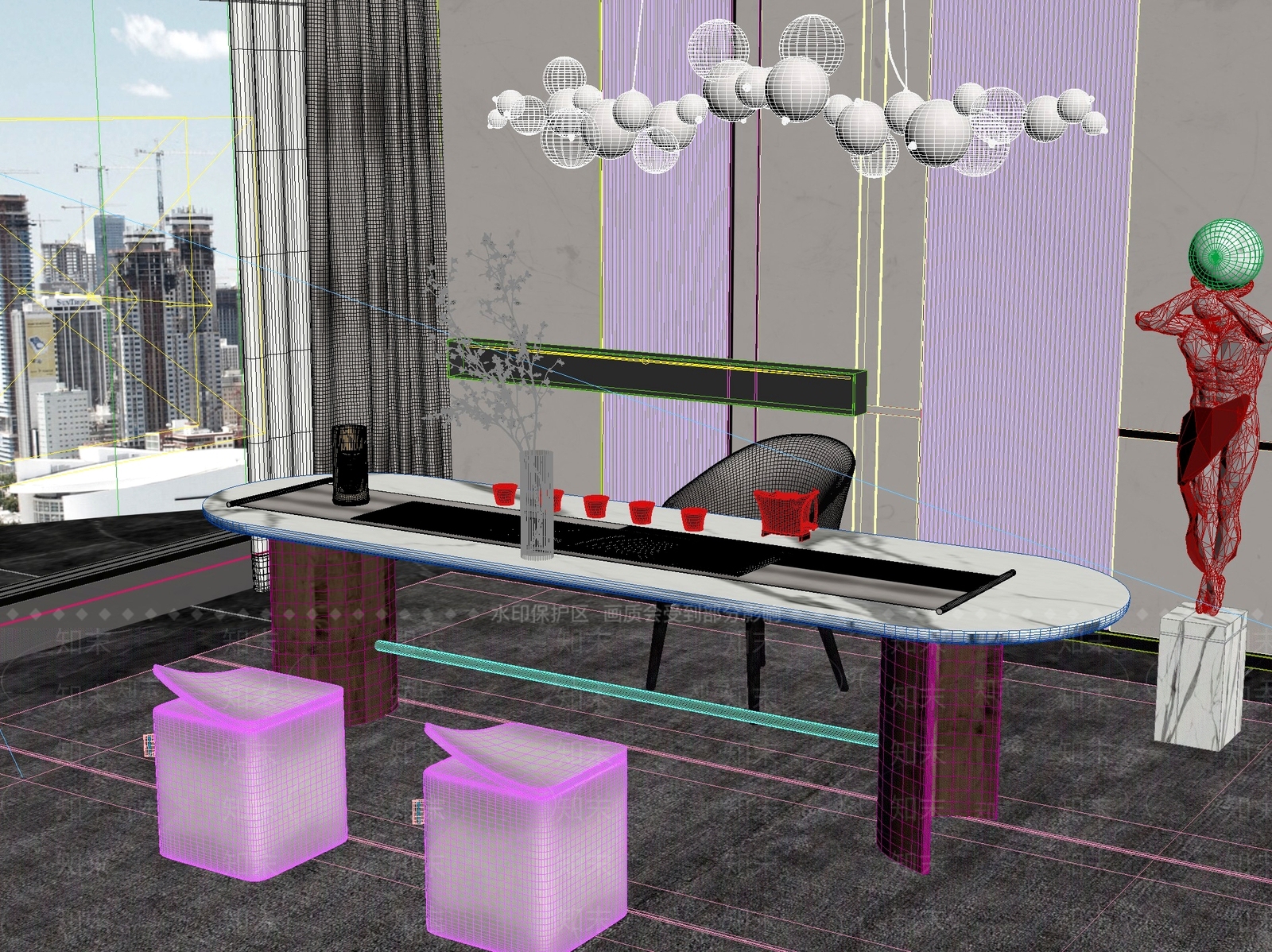 新中式中式茶桌椅3D模型下载【ID:1201478190】