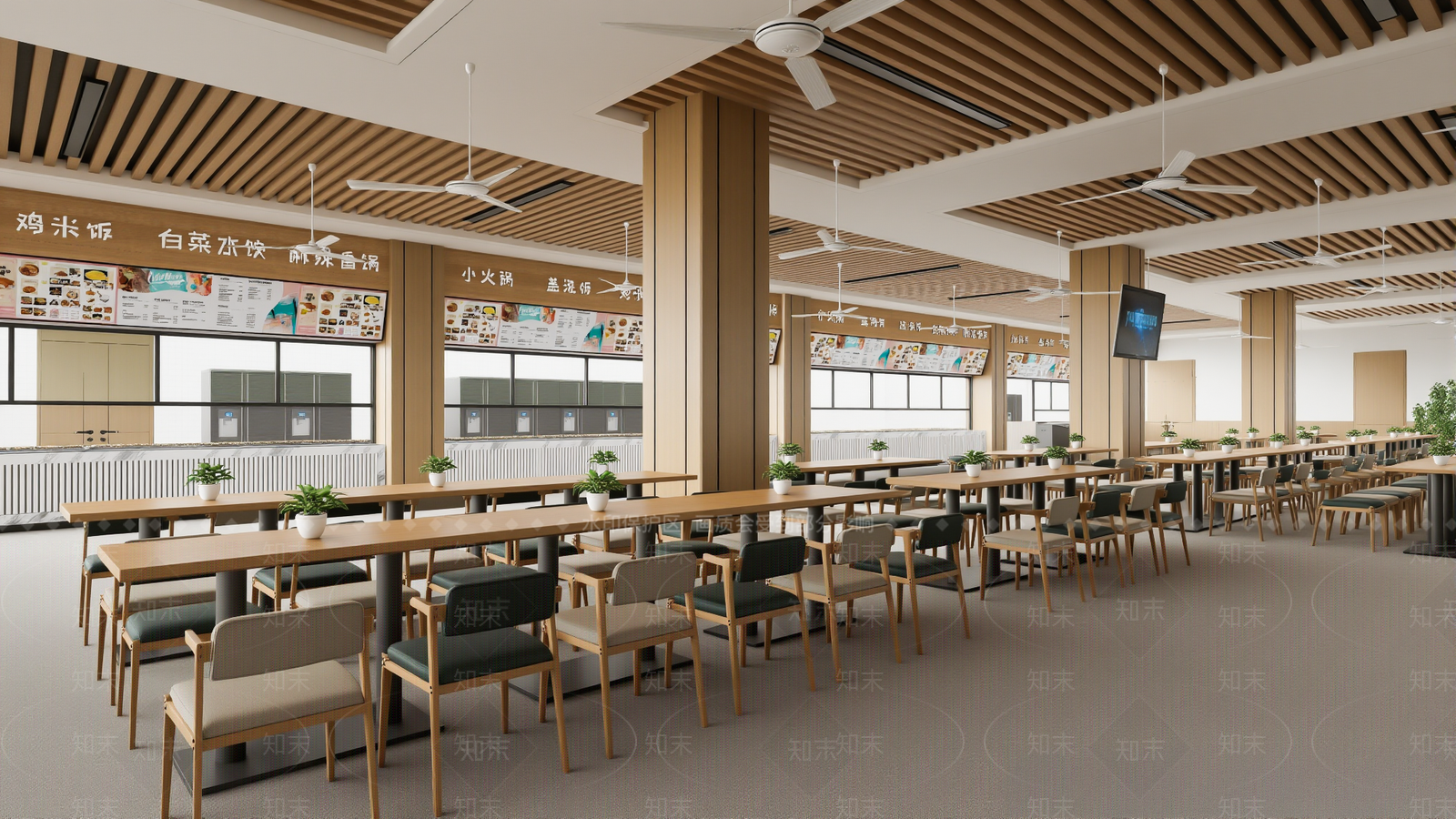 现代学生食堂SU模型下载【ID:1201479352】