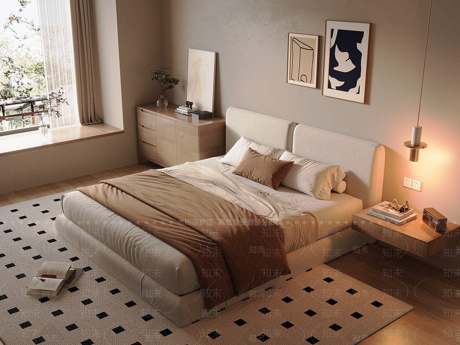 侘寂中古家居卧室3D模型下载【ID:1201479570】