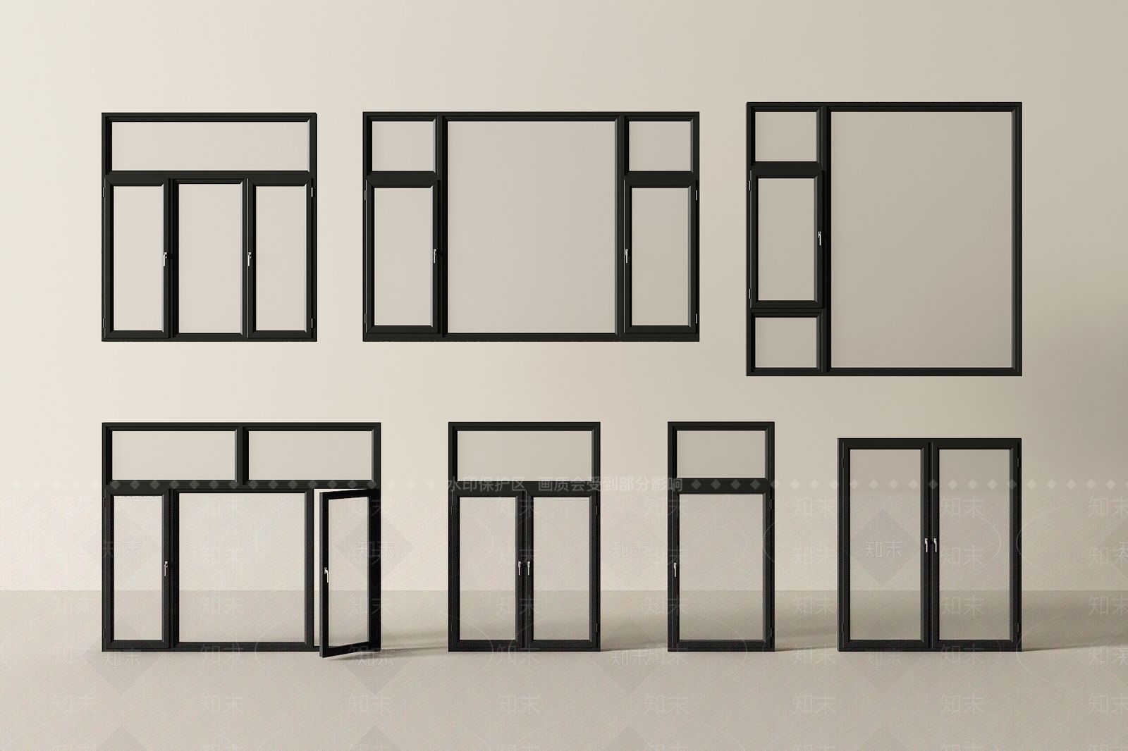 现代平开窗3D模型下载【ID:1201479775】